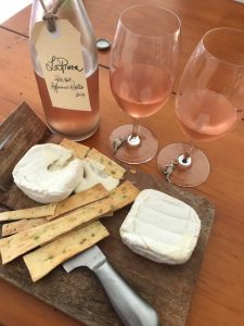Pét-Nat Aglianico Rosato 2017 with Udder Delights Goat's Cheese